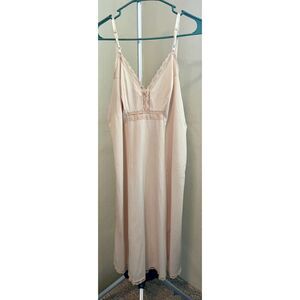 VTG 70s Sears The Doesn't Slip Blush Pink Lace Full Slip Dress Size 38 M/L